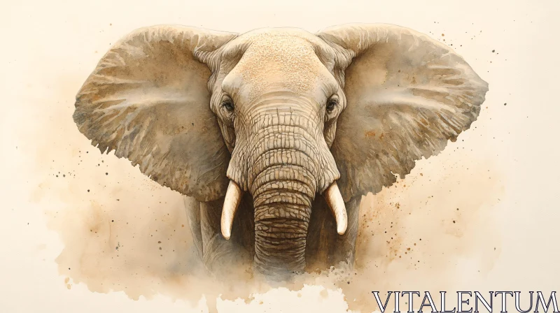 Elephant in Watercolor Art AI Image