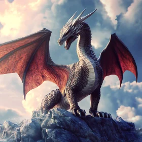 Fantasy Dragon on Rocky Outcrop