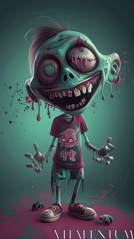 AI ART 3D Cartoon Zombie Boy with Dark Humor Theme