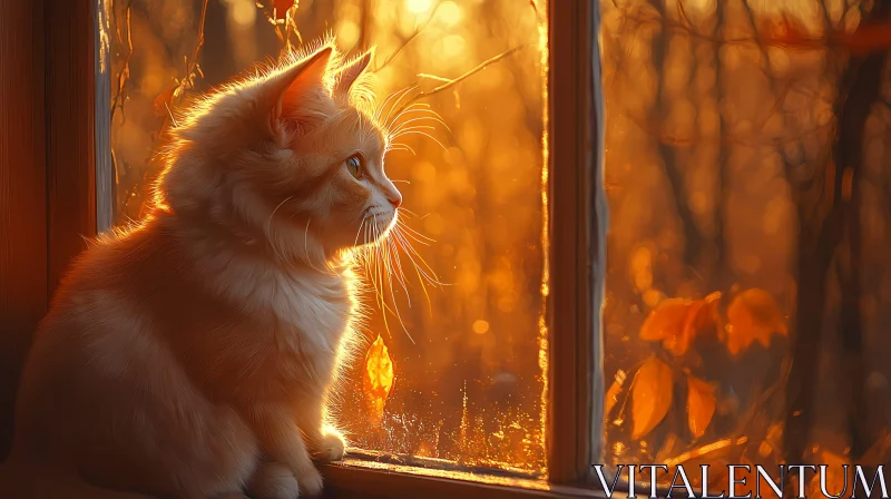 Warm-Toned Autumn Cat AI Image