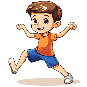 Happy Child Jumping Cartoon