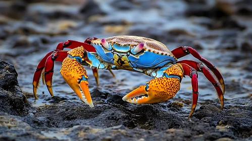 Vibrant Crab on Rocks