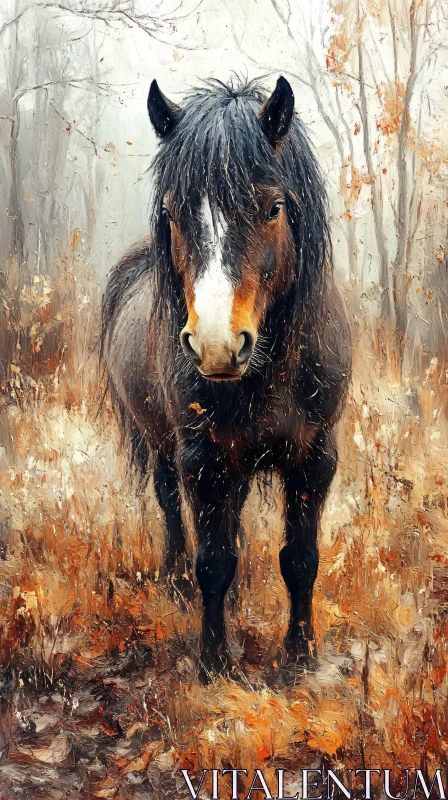 Equine Grace in Fall Landscape AI Image