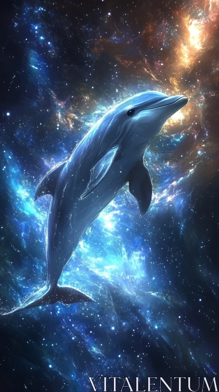 Dolphin Among the Stars AI Image