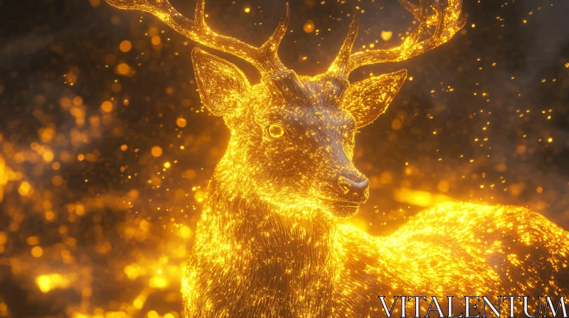 Shimmering Deer in Golden Light AI Image