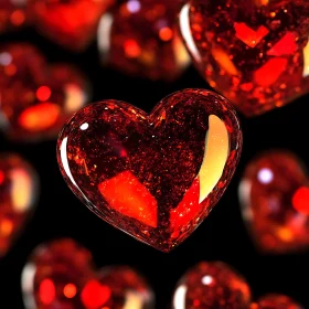 Crimson Heart Reflections on Dark Canvas