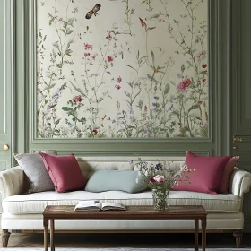 Sophisticated Living Room with Floral Theme