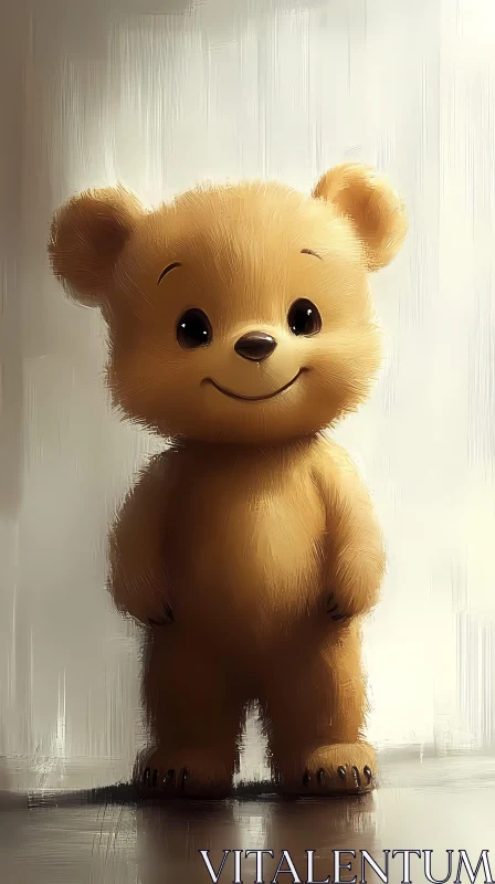 Adorable Plush Teddy Bear Portrait AI Image