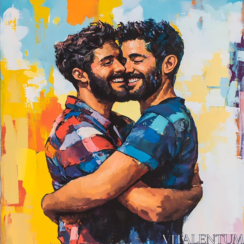 Intimate Embrace: A Portrait of Two Men AI Image