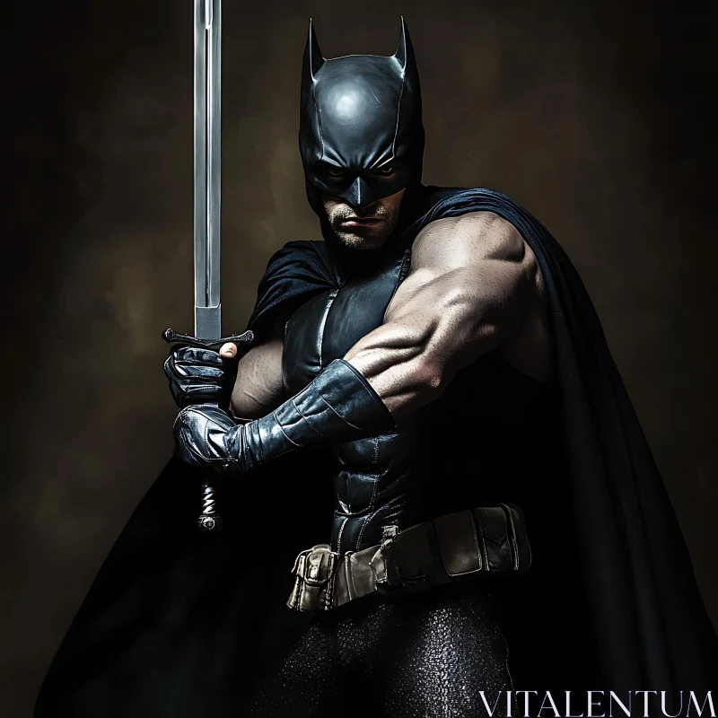 AI ART Caped Crusader with Blade