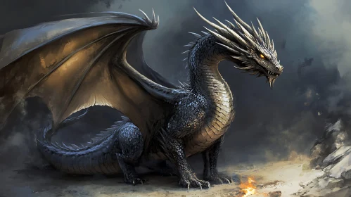 Silver Scale Dragon Fantasy Artwork