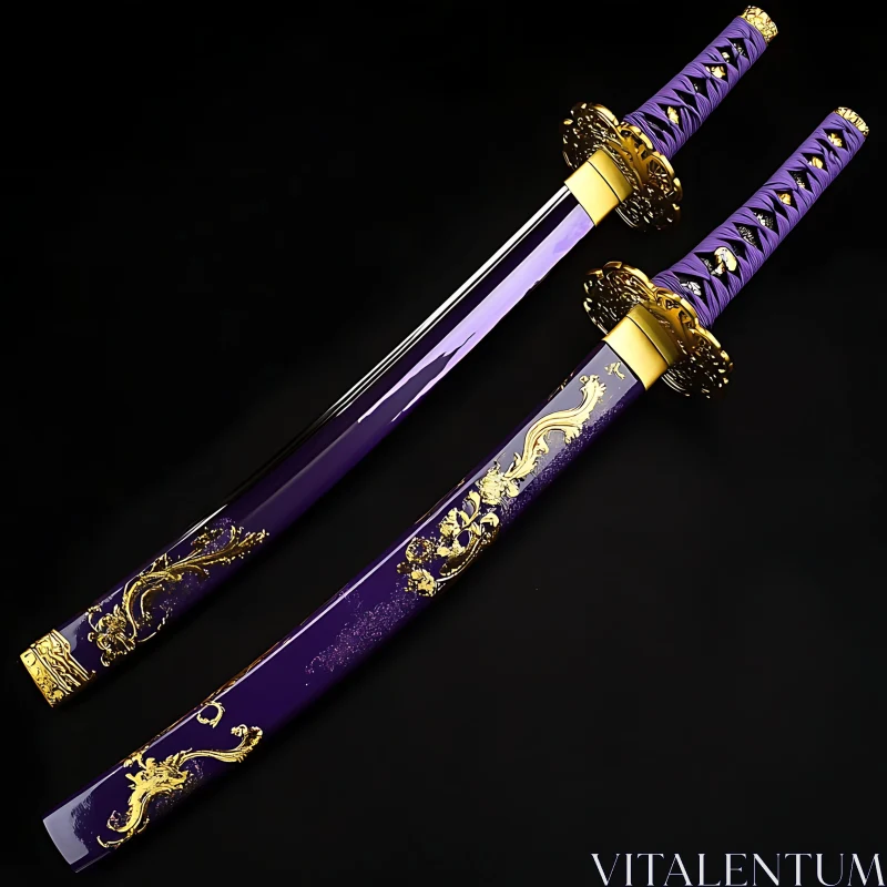 AI ART Japanese Sword with Purple Sheath