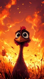 Whimsical Chicken Amidst Fiery Autumn