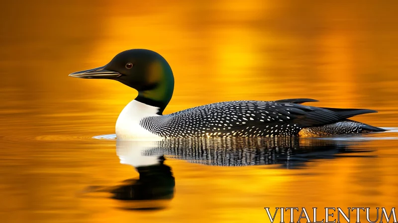 Waterfowl Amidst Golden Reflections AI Image