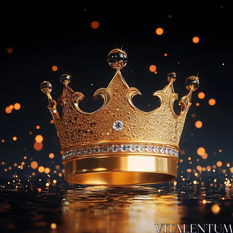 Majestic Gold Crown with Embedded Gemstones AI Image