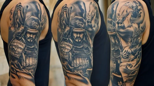 Detailed Samurai Tattoo Sleeve Artwork