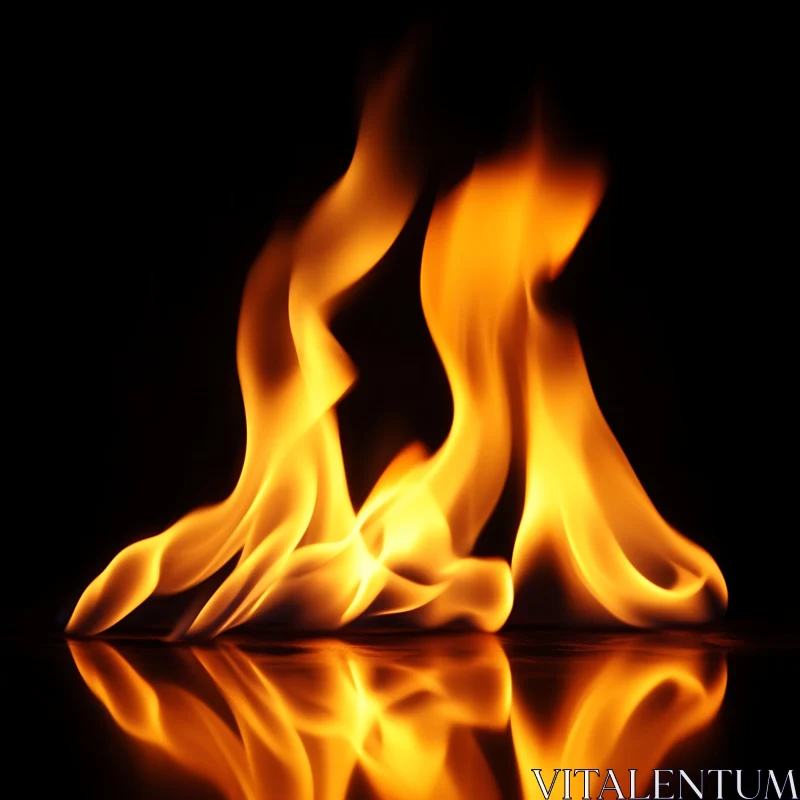 Dancing Fire with Reflective Patterns AI Image