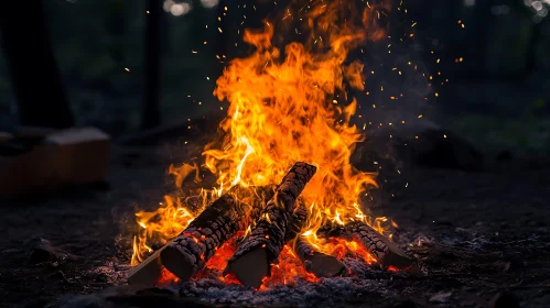Warm Flames in a Forest Night