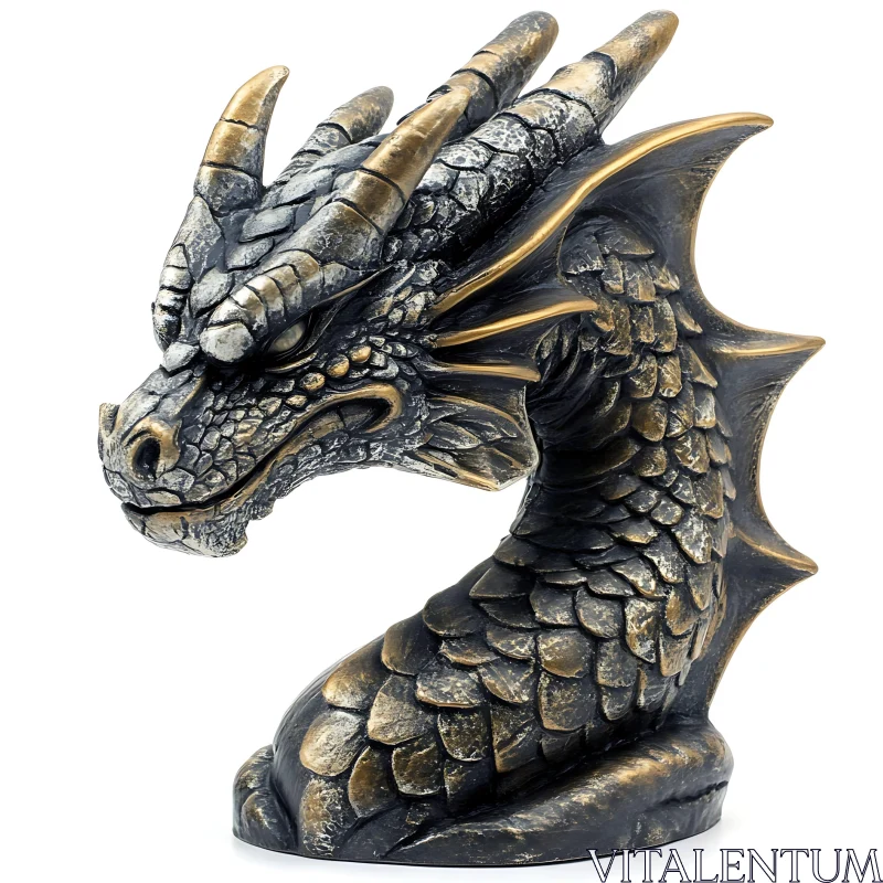 Bronze Dragon Head Statue AI Image