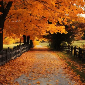 Autumn Leaves on Country Road