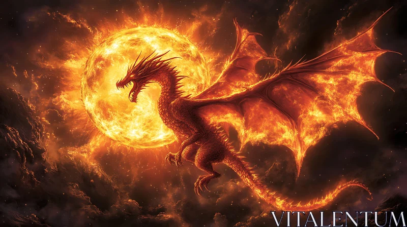 AI ART Dragon and Sun Art