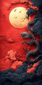 Dragon and Moon, Oriental Art