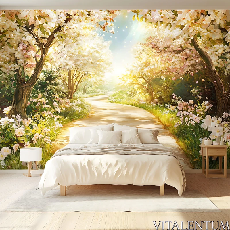 Cozy Interior with Nature-Inspired Wall Art AI Image