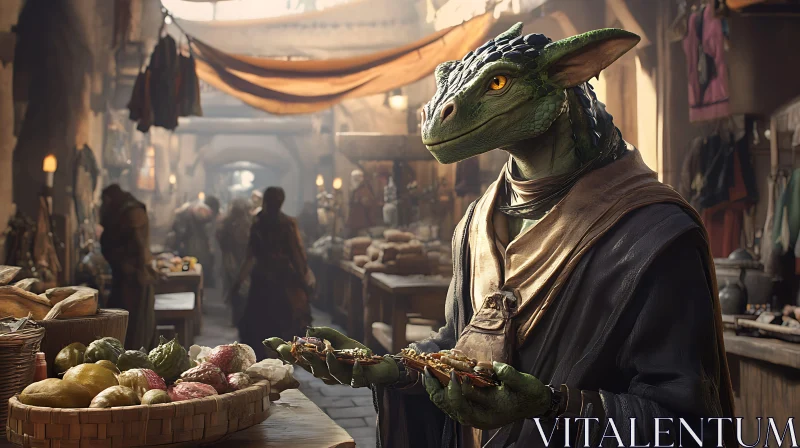 AI ART Lizard Merchant at the Bazaar