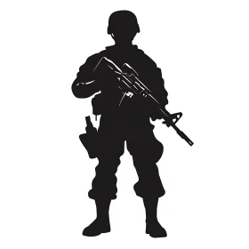 Military Soldier Silhouette with Weapon