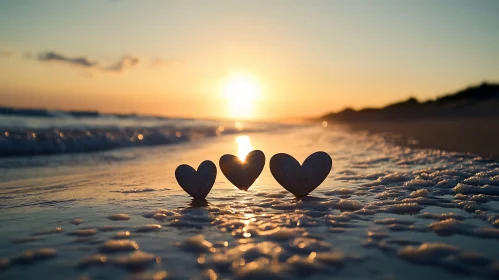 Sunset Beach Heart Stones