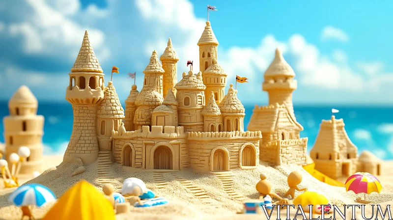 AI ART Seaside Sandcastle Art