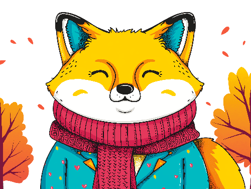 Charming Cartoon Fox in Blue Jacket - Kids' Fashion POD Design