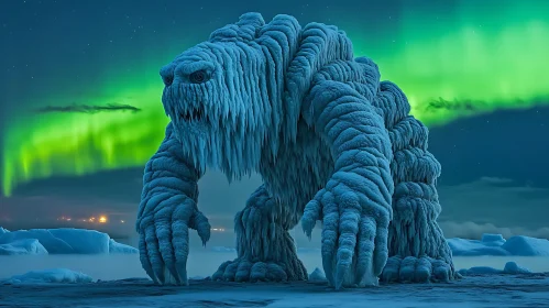 Frozen Beast in Aurora's Glow