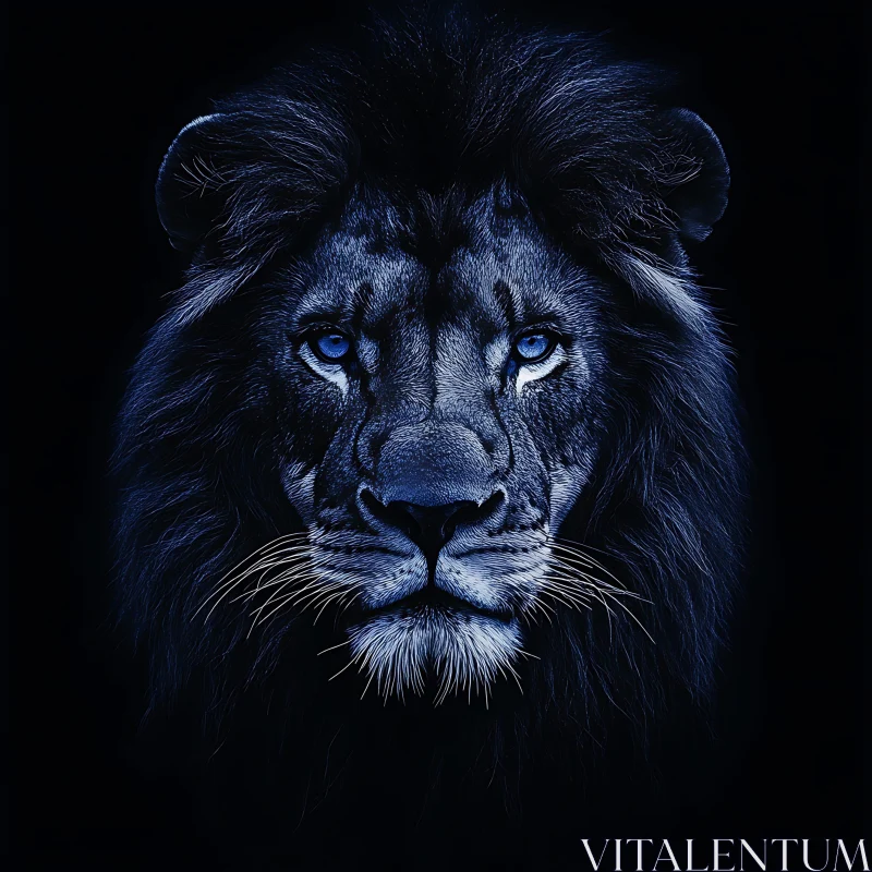 Lion in Blue AI Image