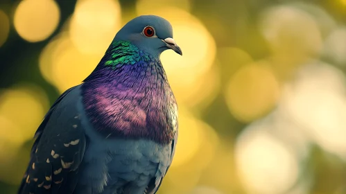 Iridescent Pigeon in Golden Light