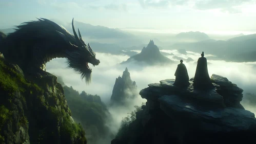 Ancient Dragon Above the Clouds