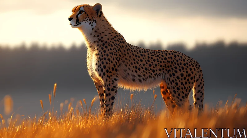 Cheetah at Sunset AI Image