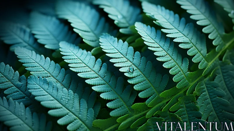 Precision-Focused Fern Leaves in Turquoise and Emerald AI Image