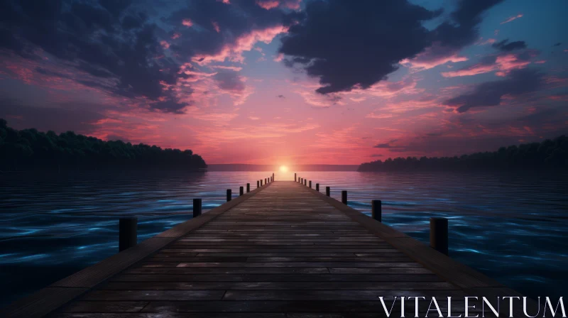 Sunrise on Pier: A Nature-Inspired Anime Aesthetic AI Image
