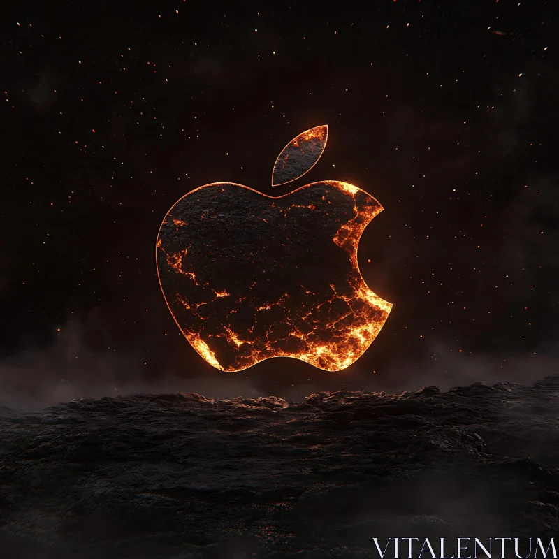 Glowing Lava Apple Logo AI Image