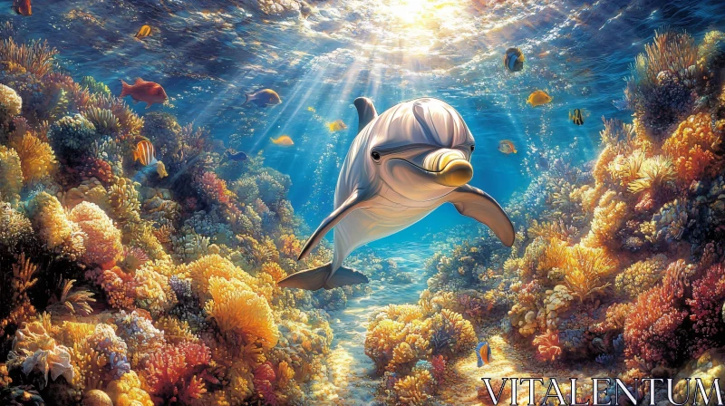 Enchanted Dolphin and Coral Wonderland AI Image