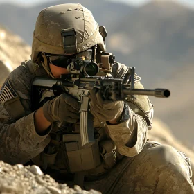 Camouflaged Warrior Ready for Combat