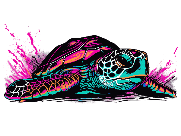 Neon Turtle Art for Apparel