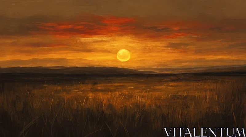 AI ART Sunset Landscape Painting