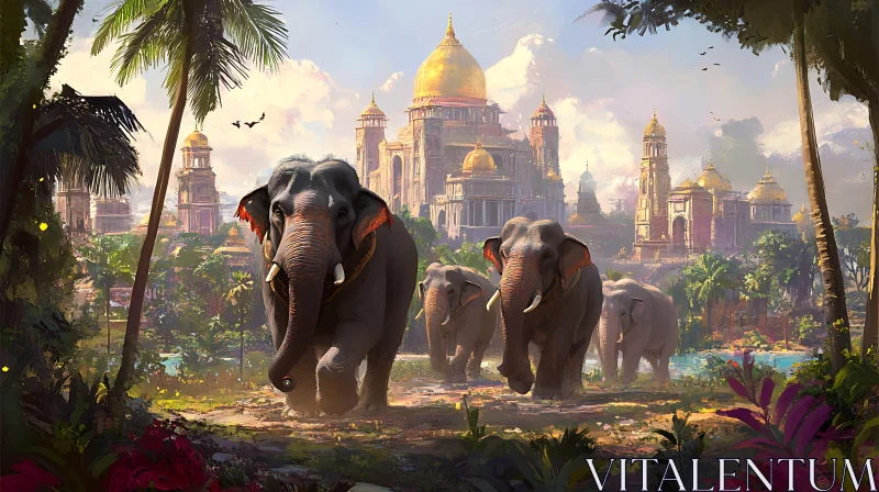 AI ART Indian Elephants in Jungle