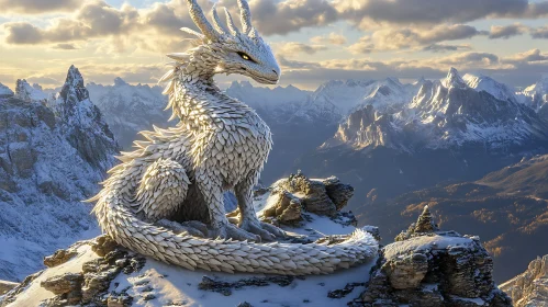 Dragon in Winter Landscape