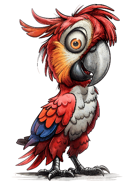 POD Design Whimsical Parrot Illustration for Apparel