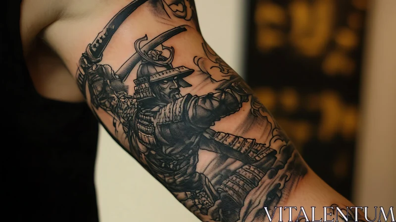 Warrior Ink: Samurai Tattoo Sleeve AI Image