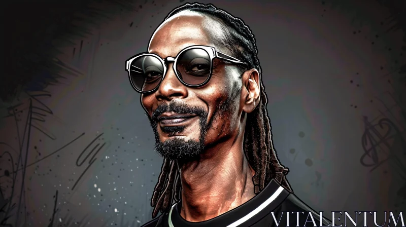 AI ART Snoop Dogg in Sunglasses and Dreadlocks - Abstract Background