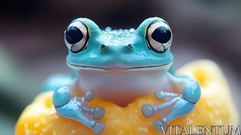 Colorful Blue Frog Macro AI Image